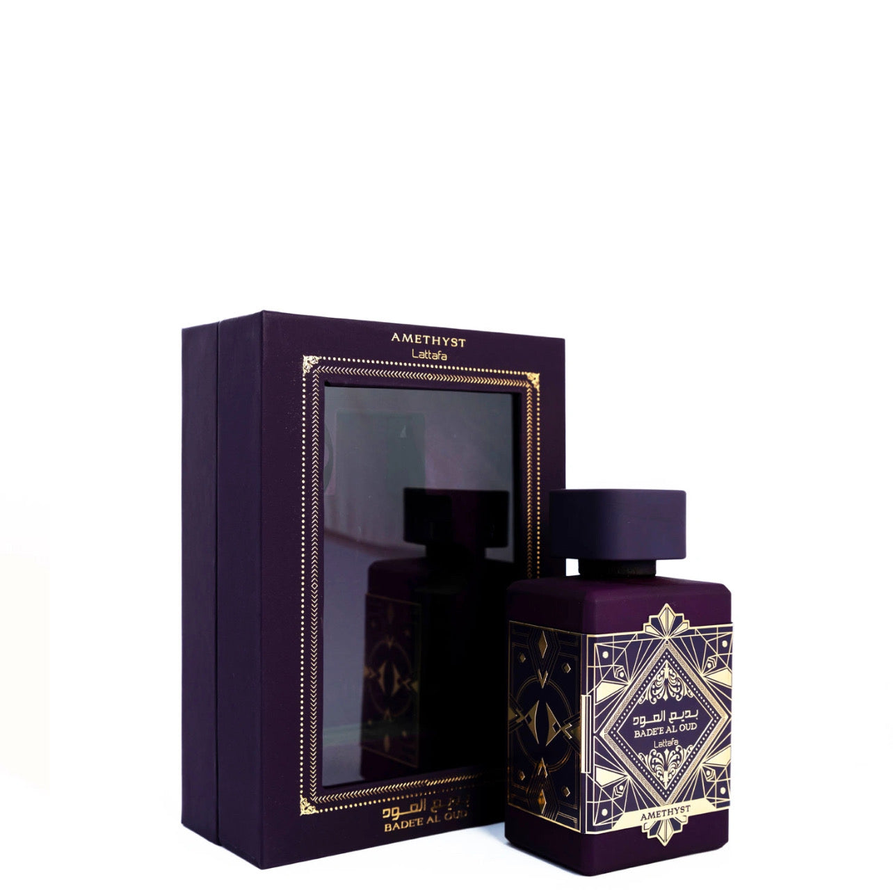 PERFUMES ÁRABES Bade'e Al Oud Amethyst de Lattafa Perfumes es una fragancia de la familia olfativa Ámbar Vainilla para Hombres y Mujeres,se lanzó en 2021. Las Notas de Salida son pimienta rosa y bergamota; las Notas de Corazón son rosa turca, rosa de Bulgaria (rosa Damascena de Bulgaria) y jazmín; las Notas de Fondo son madera de oud, ámbar y vainilla.