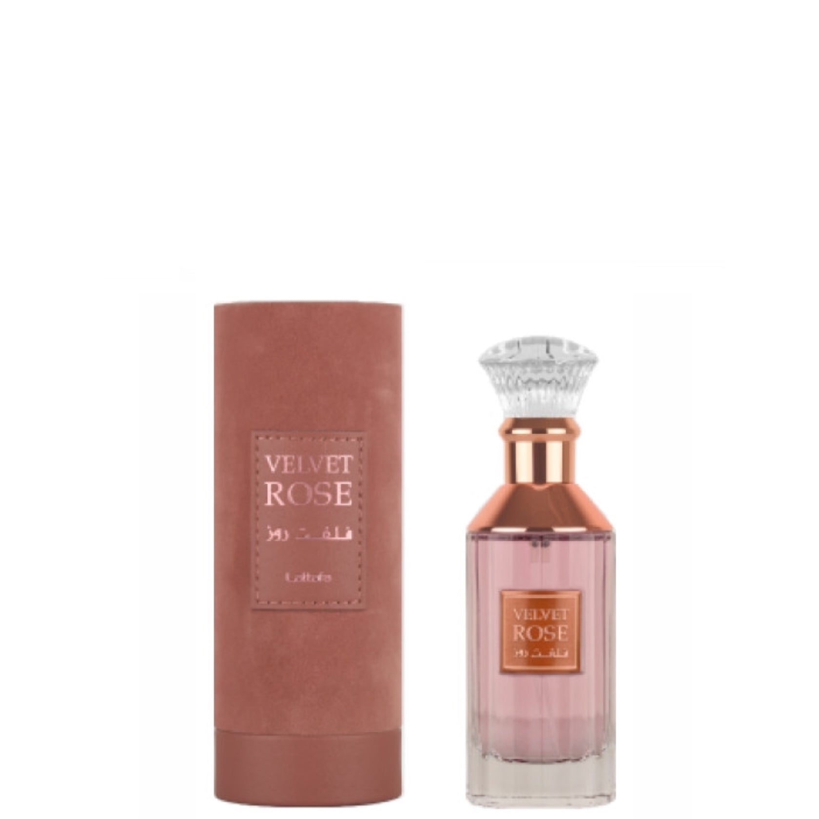 PERFUMES ÁRABES  Velvet Rose de Lattafa Perfumes es una fragancia de la familia olfativa para Hombres y Mujeres. Las Notas de Salida son rosa y pachulí; las Notas de Corazón son ládano y almizcle; las Notas de Fondo son ámbar y almizcle.