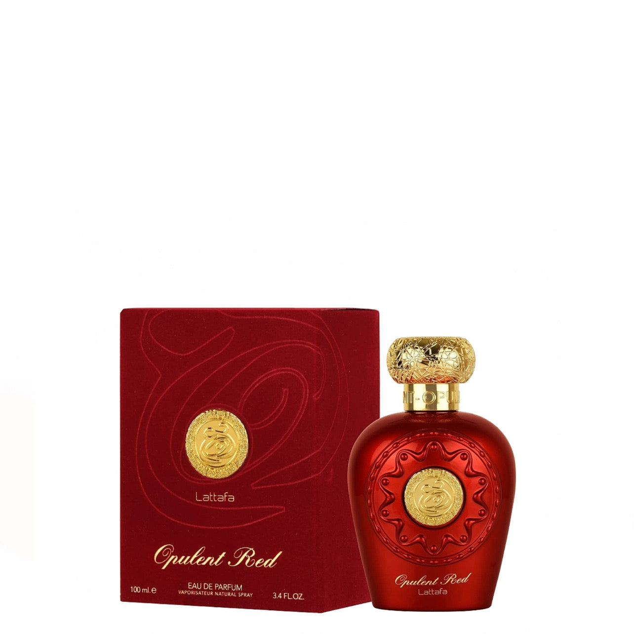 PERFUMES ÁRABES Opulent Red  es una fragancia de la familia olfativa Floral Frutal para Hombres y Mujeres. Las Notas de Salida son naranja sanguina, pera, pimienta rosa y cardamomo; las Notas de Corazón son jazmín, nardos, palo de rosa de Brasil, coñac y heliotropo; las Notas de Fondo son madera de oud, vainilla, ámbar, haba tonka, sándalo, pachulí y cachemira.