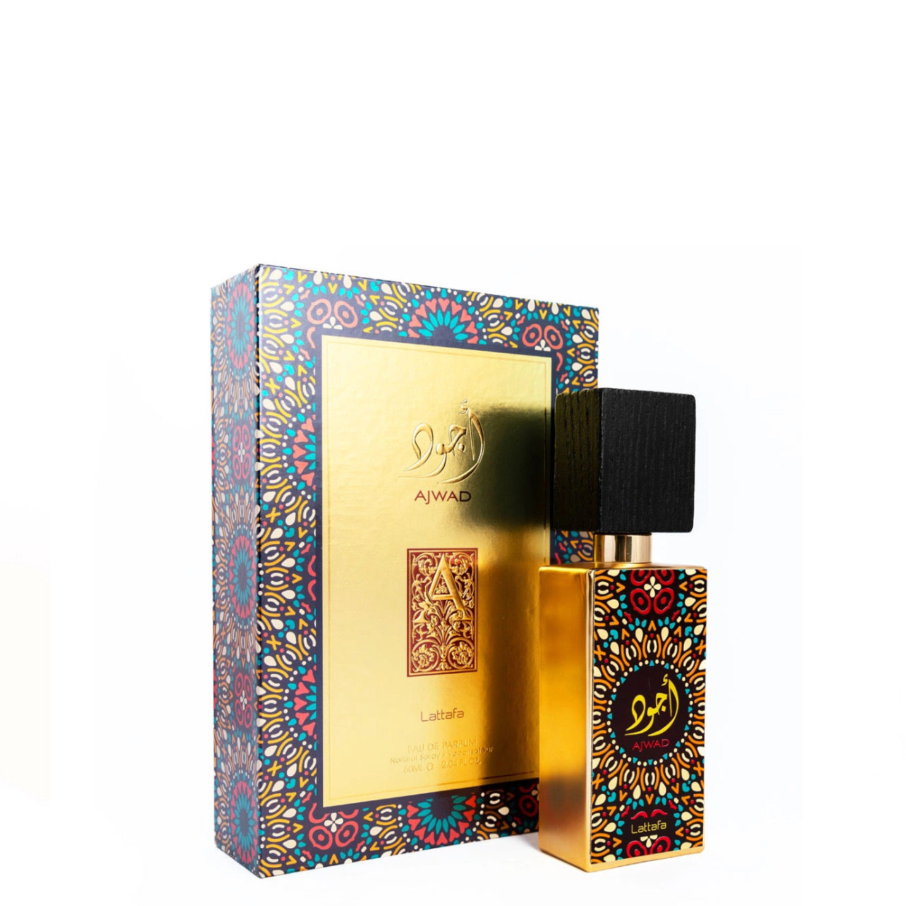 PERFUMES ÁRABES Ajwad de Lattafa Perfumes es una fragancia de la familia olfativa Amaderada Aromática para Hombres y Mujeres. La Nota de Salida es notas afrutadas; las Notas de Corazón son rosa y jazmín; las Notas de Fondo son vainilla, almizcle, ámbar y cedro.