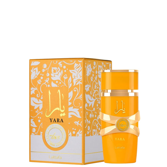 PERFUMES ÁRABES Yara Tous de Lattafa Perfumes es una fragancia de la familia olfativa para Mujeres. Esta fragancia es nueva. Yara Tous se lanzó en 2023. Las Notas de Salida son mango, coco y maracuyá (fruta de la pasión); las Notas de Corazón son jazmín, heliotropo y flor de azahar del naranjo; las Notas de Fondo son vainilla, cachemira y almizcle.