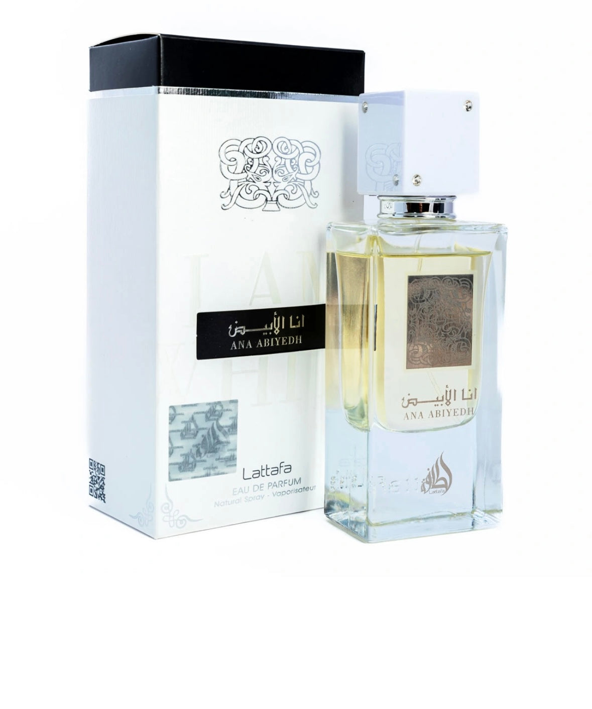 PERFUMES ÁRABES Ana Abiyedh White de Lattafa Perfumes es una fragancia de la familia olfativa para Hombres y Mujeres. Las Notas de Salida son bergamota y naranja; las Notas de Corazón son vainilla y pera; las Notas de Fondo son almizcle y ámbar.